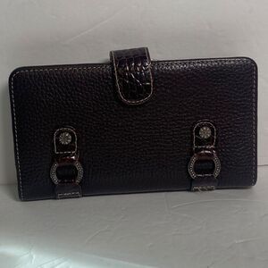 Brighton Brown Leather Wallet – Kiss-Lock Change Pocket – Card Slots – 7” x 4”